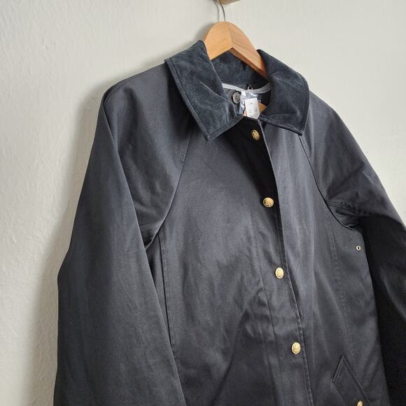 J.Crew NWT Long Barn Coat Black Waxed Twill Small Removable Quilted Vest - Picture 8 of 16